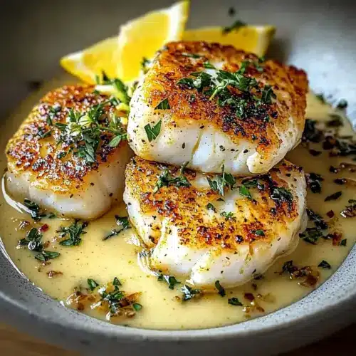 Pan-Seared Cod with Garlic Cream Sauce