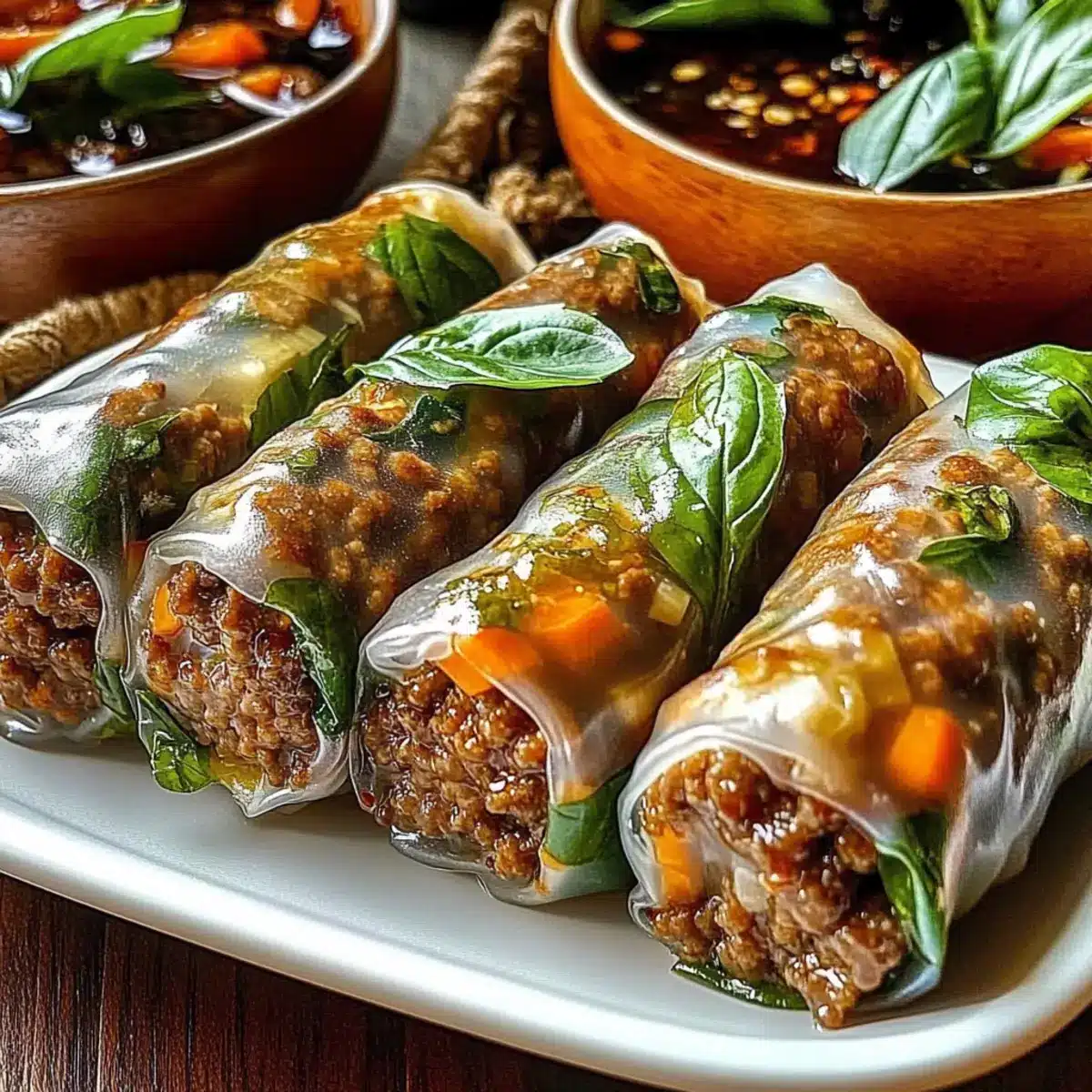 Thai Basil Beef Rolls