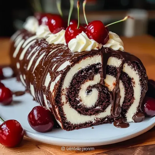 Elegant Black Forest Cake Roll