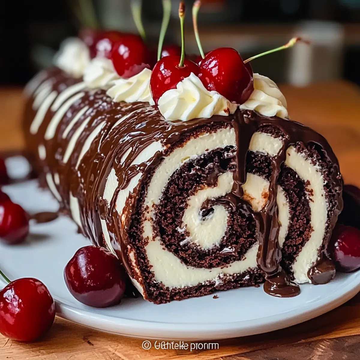 Elegant Black Forest Cake Roll
