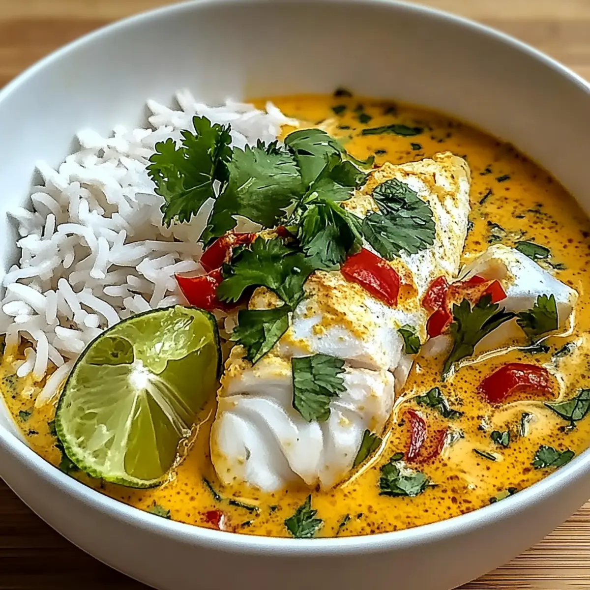 Coconut Lime Fish Curry with Rice