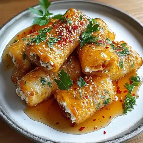Oven Fried Feta Rolls with Chili Honey
