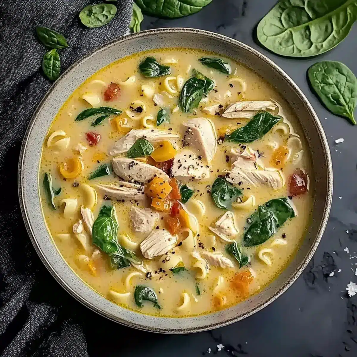 Homemade Marry Me Chicken Soup with Spinach