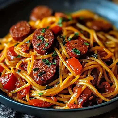 Haitian Spaghetti with Cajun Sausage