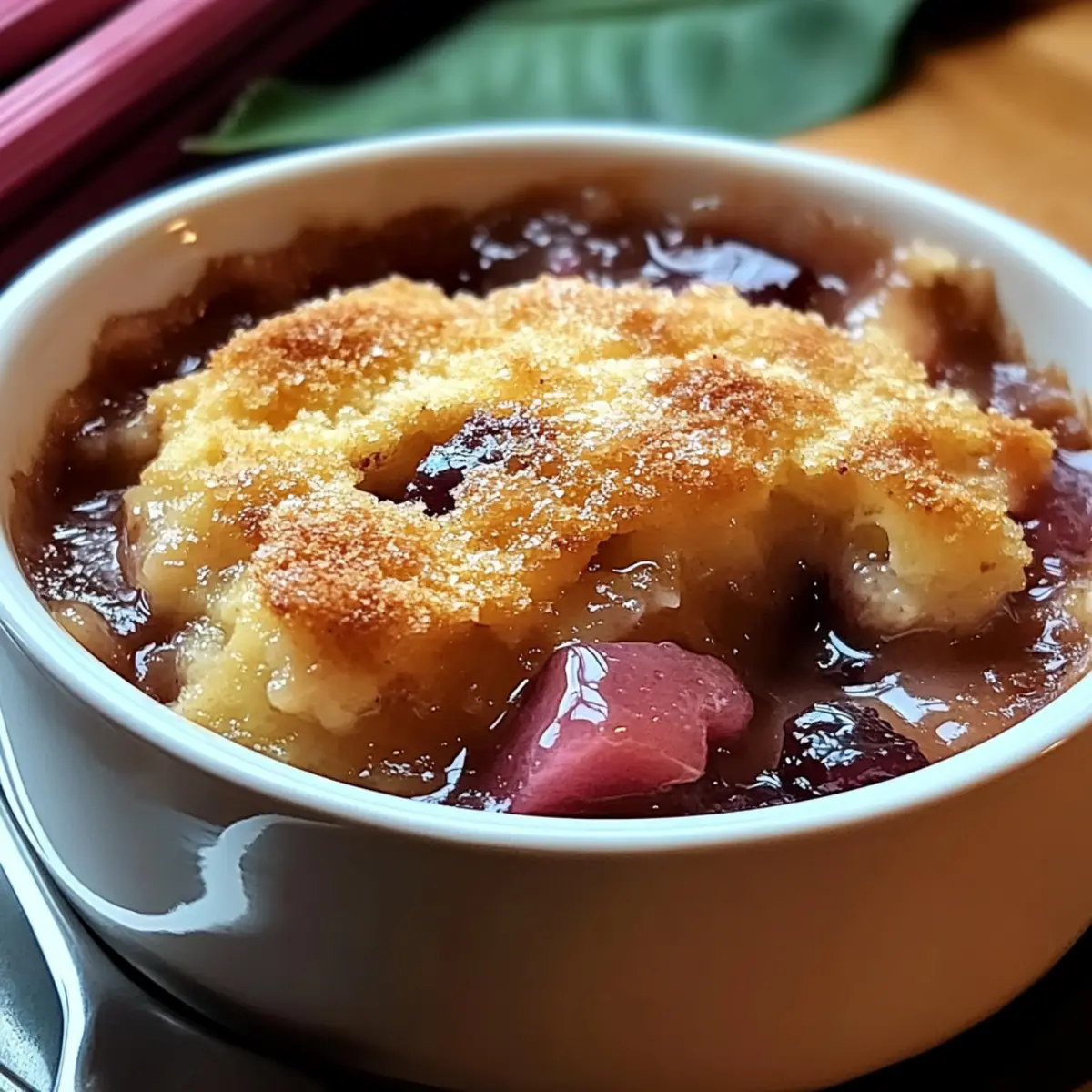Baked Sticky Rhubarb Pudding