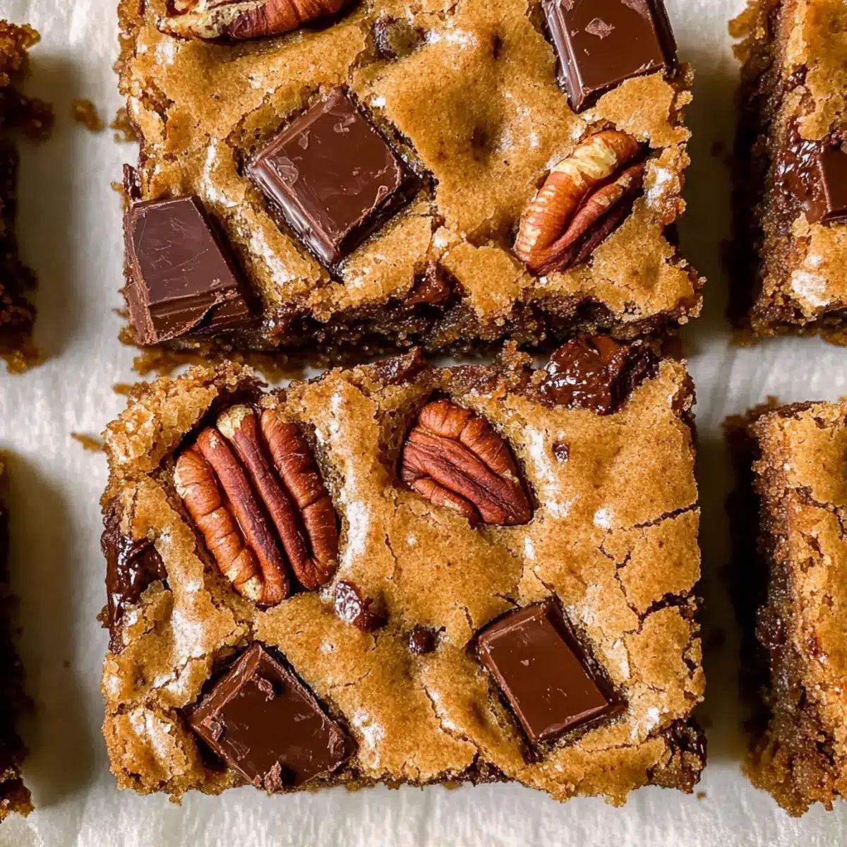 Brown Butter Bourbon Pecan Chocolate Chunk Blondies