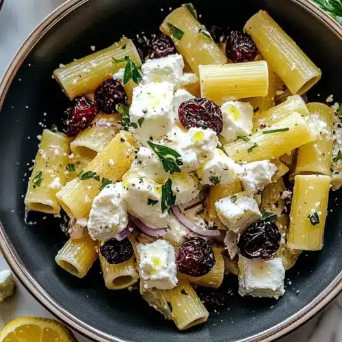 Feta & Cranberry Rigatoni Salad with Lemon Vinaigrette