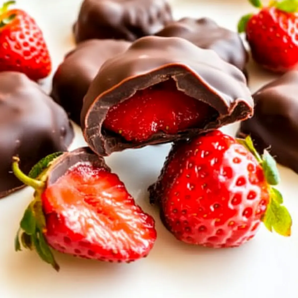 Frozen Chocolate Covered Strawberry Bites