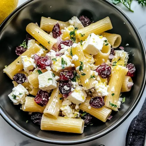 Feta & Cranberry Rigatoni Salad with Lemon Vinaigrette