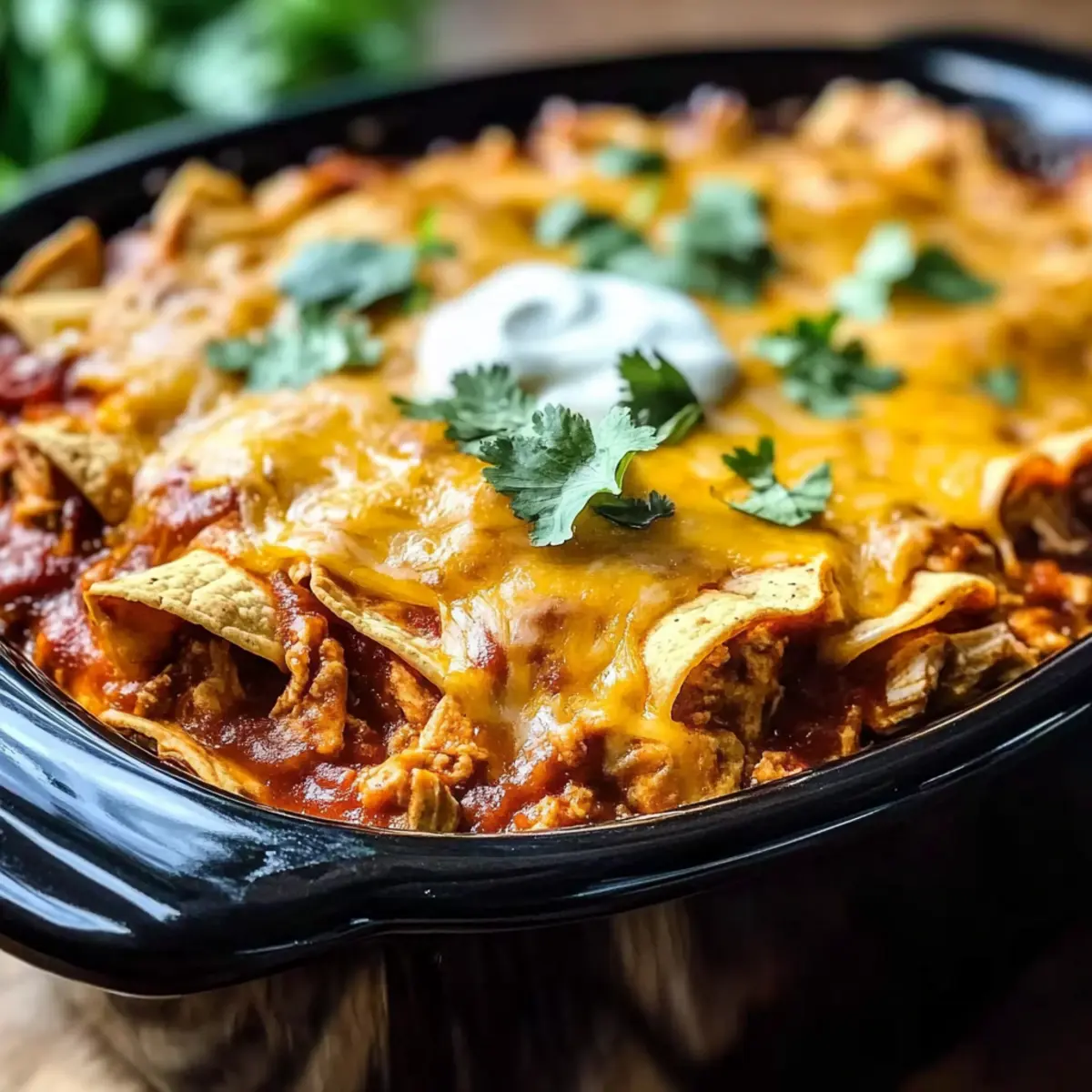 Crockpot Chicken Enchilada Casserole