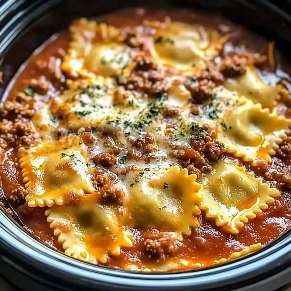 Crockpot Ravioli Lasagna