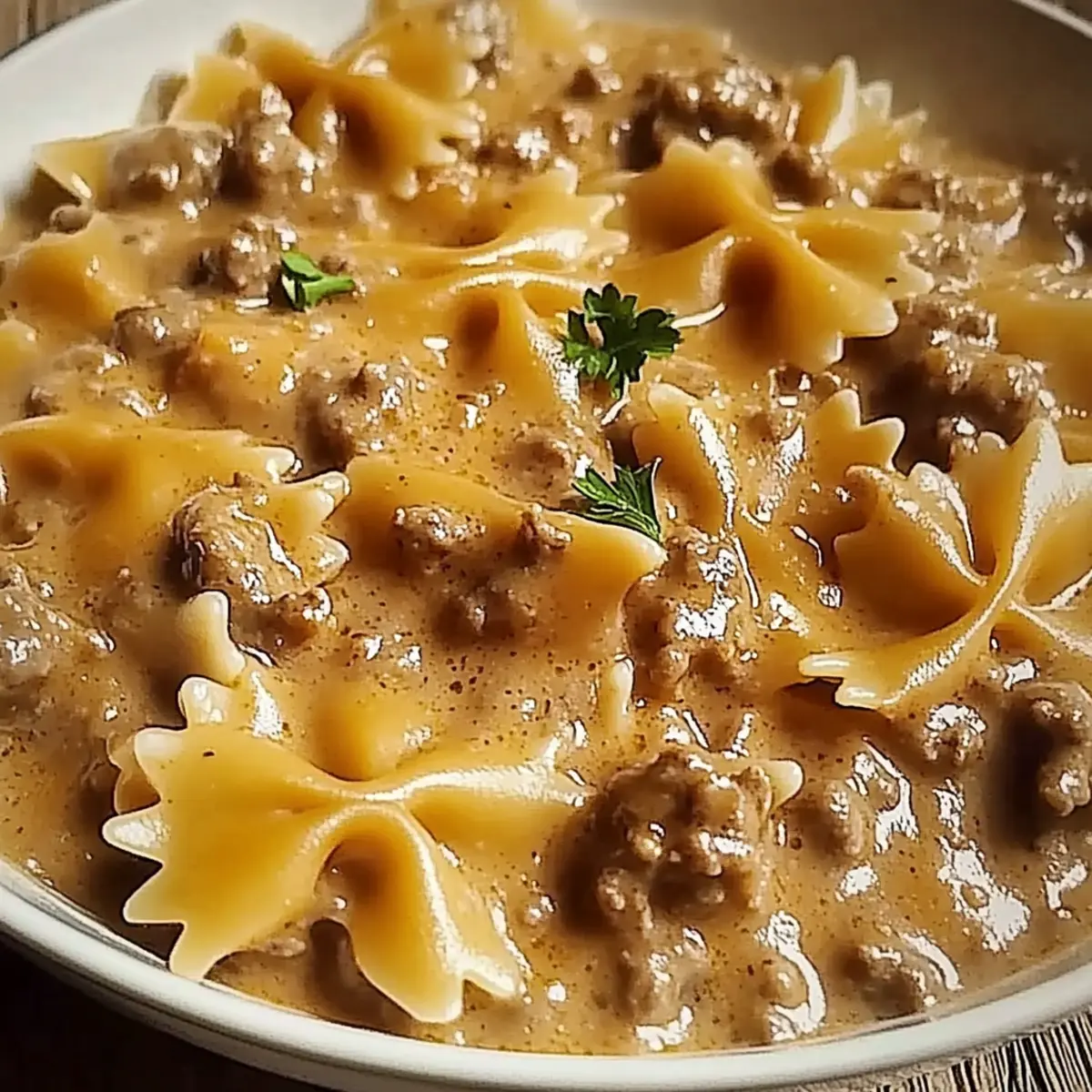 Bowtie Pasta with Creamy Velveeta Beef Sauce