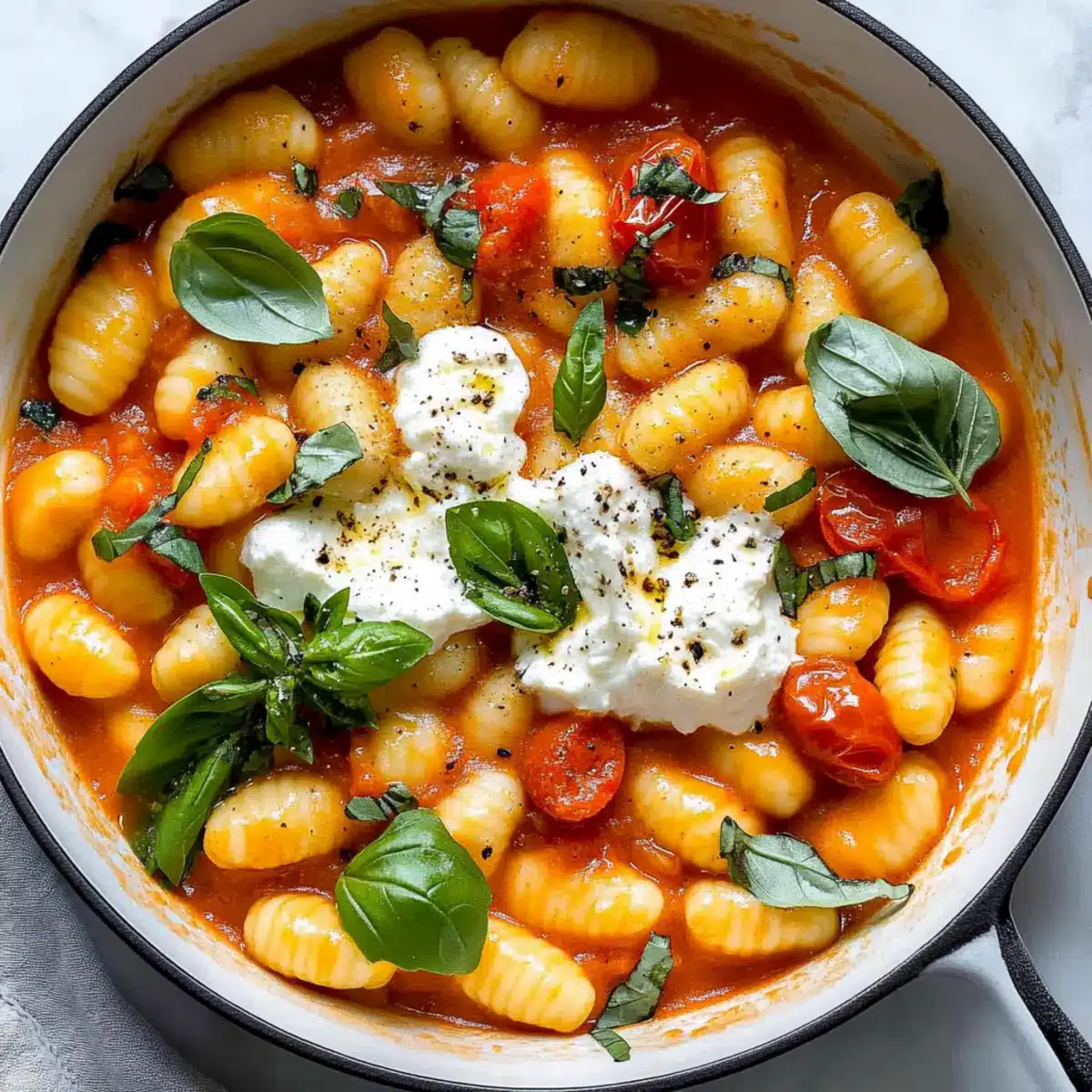 Creamy Tomato Gnocchi with Burrata
