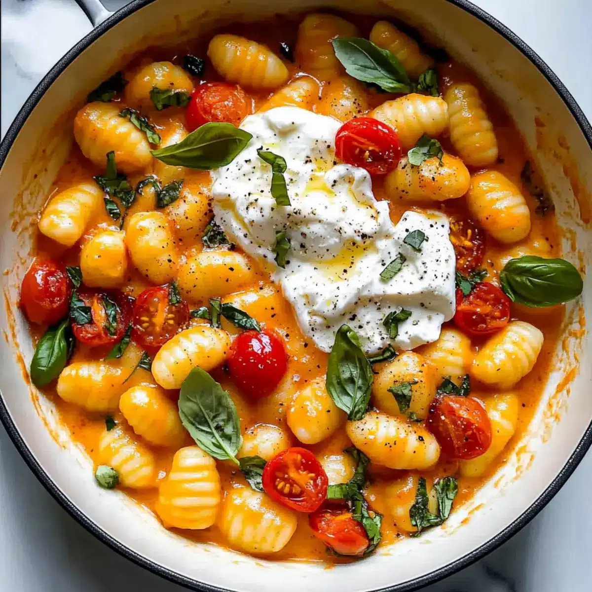 Creamy Tomato Gnocchi with Burrata