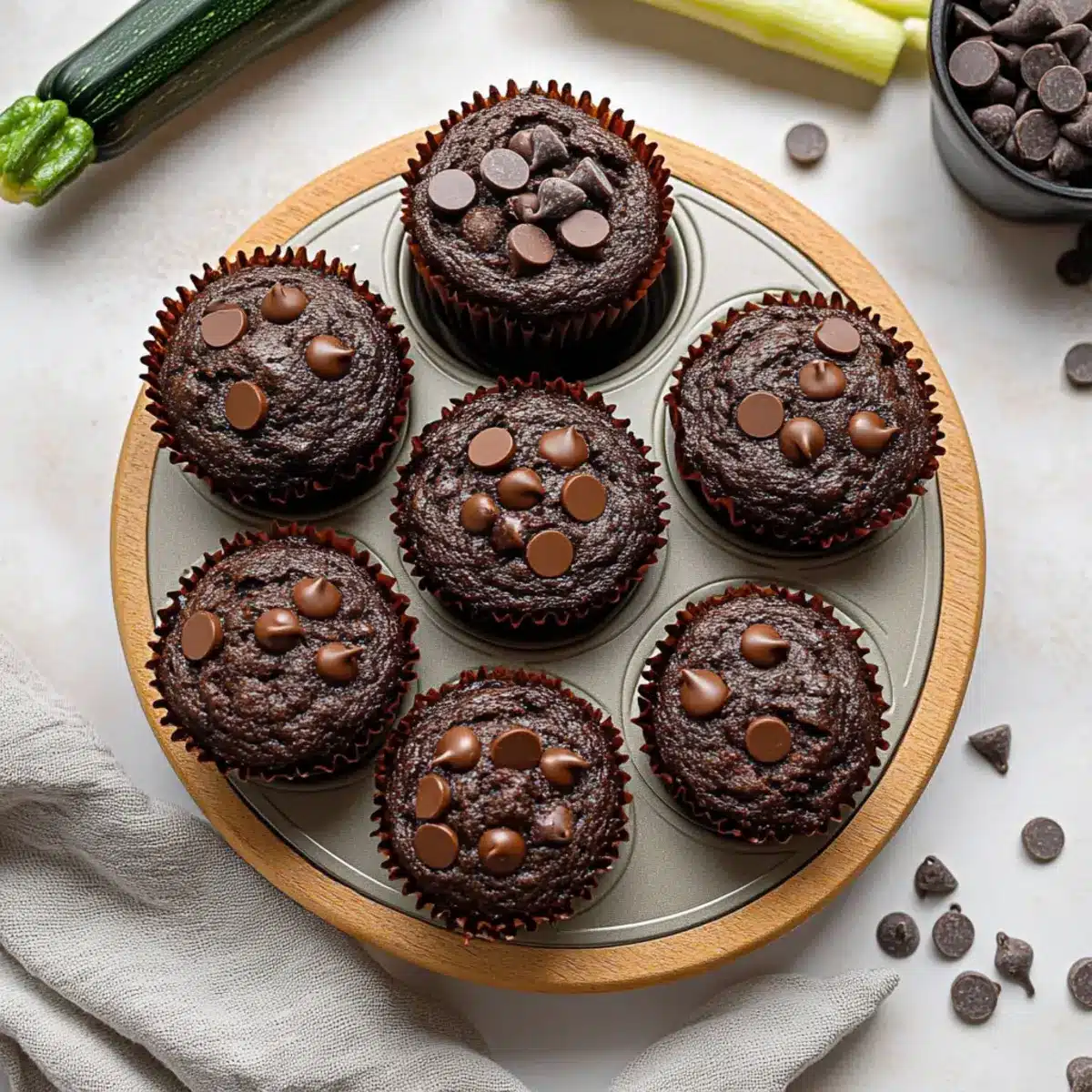 Moist Chocolate Zucchini Muffins