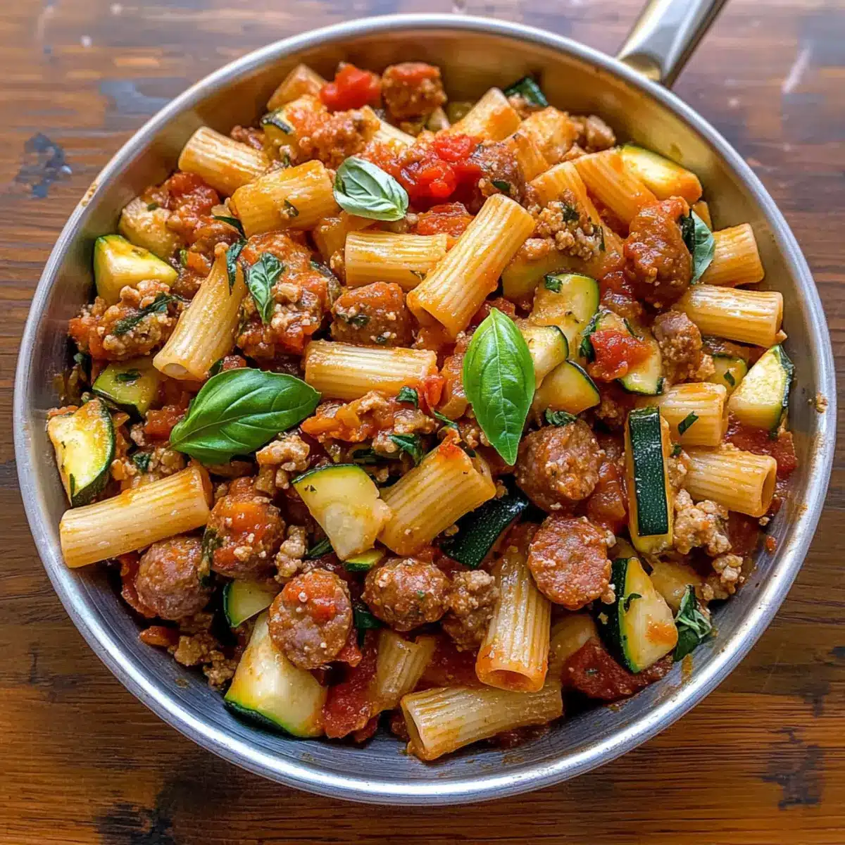 Rigatoni with Sausage, Tomatoes, and Zucchini