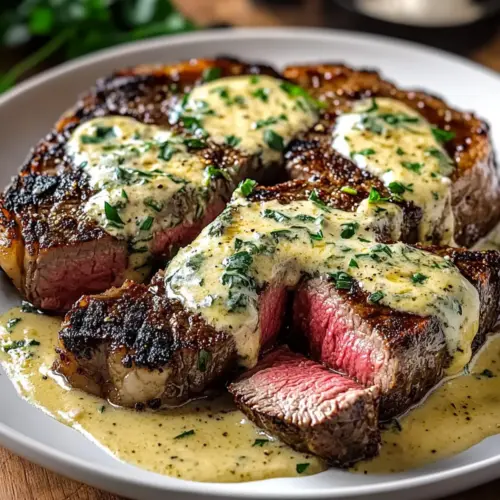 Garlic Butter Steak With Parmesan Cream Sauce