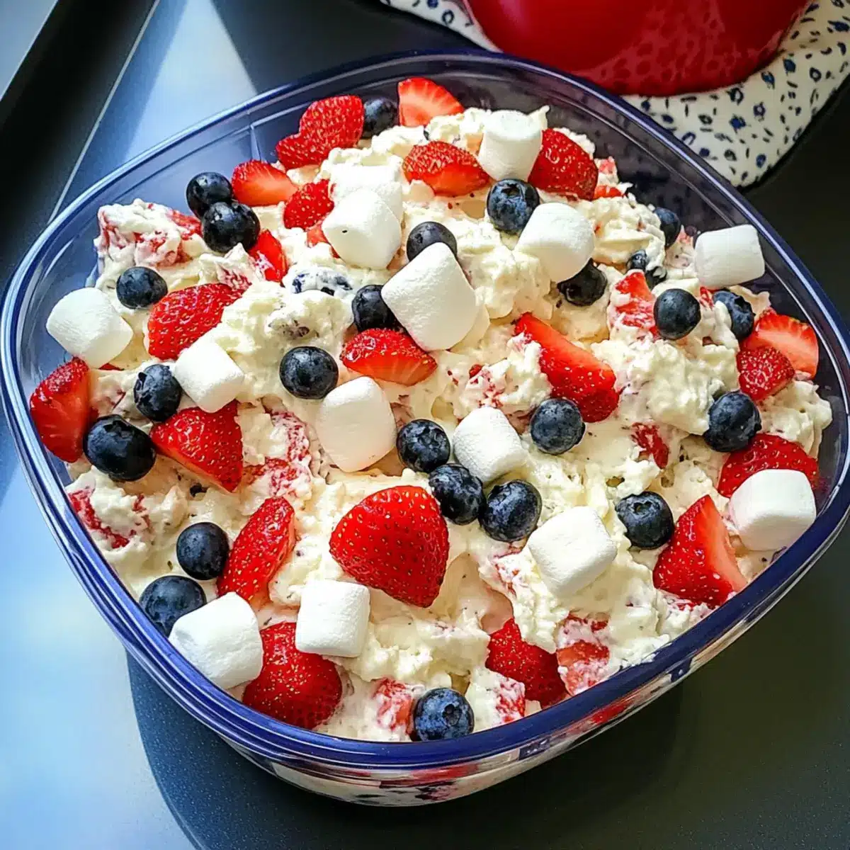 red white blue cheesecake salad