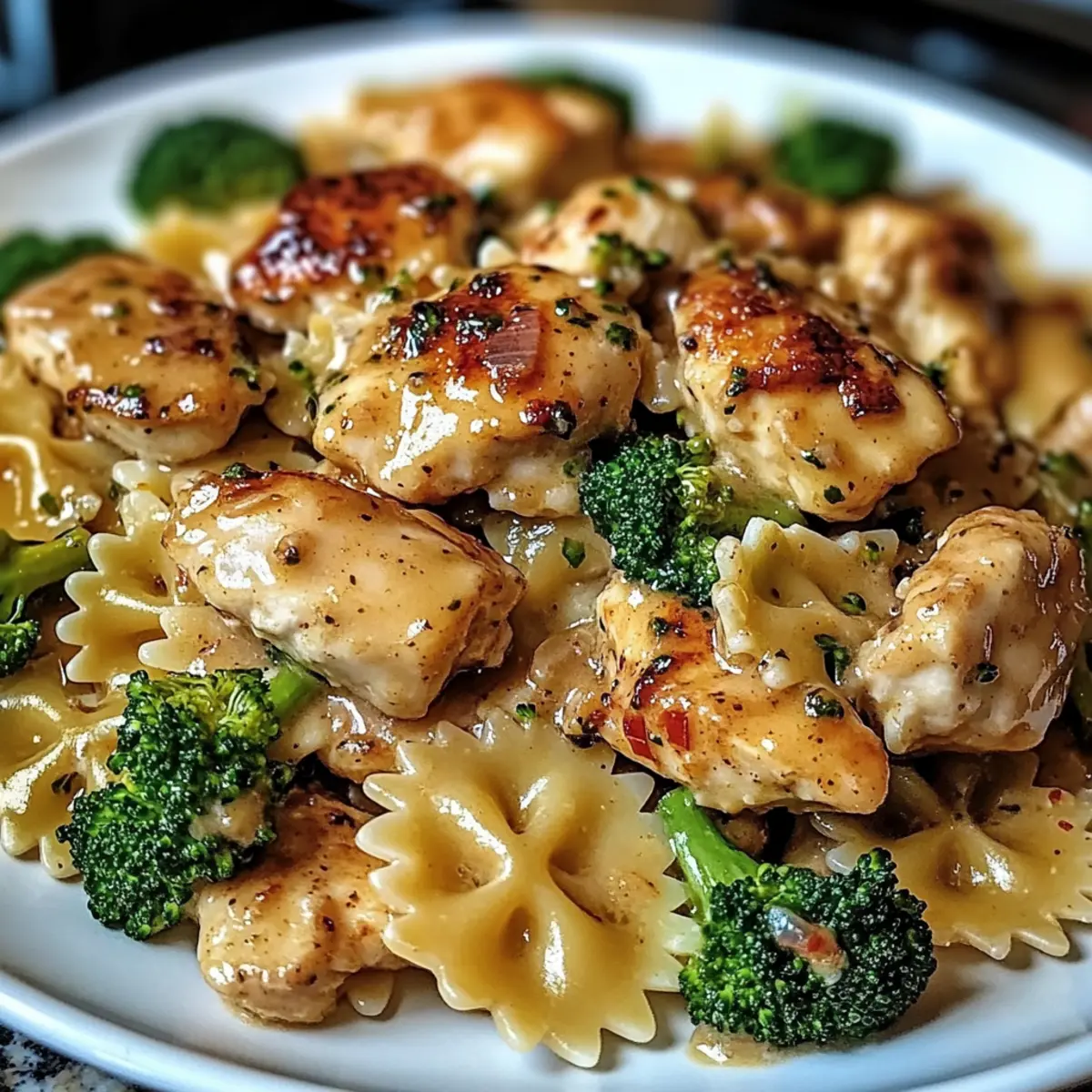 Cowboy Butter Lemon Bowtie Chicken with Broccoli