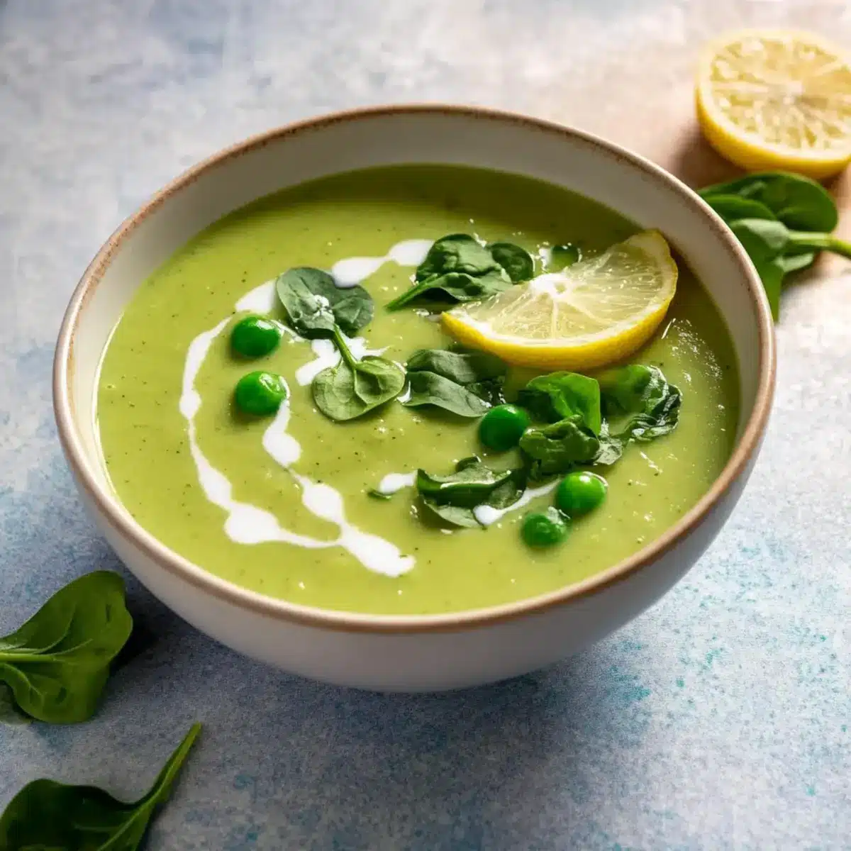 Fennel Soup with peas & lemon