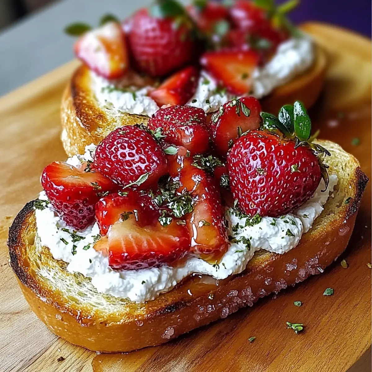 Roasted Strawberry Whipped Ricotta Toast