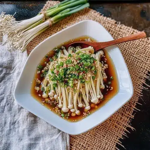Enoki Mushrooms with Garlic & Scallion Sauce