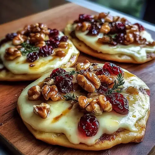 Mini Pizza with Brie, Cranberries, Walnuts, and Hot Honey