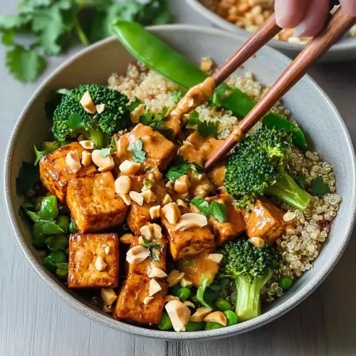 Thai Peanut Tofu Quinoa Bowl