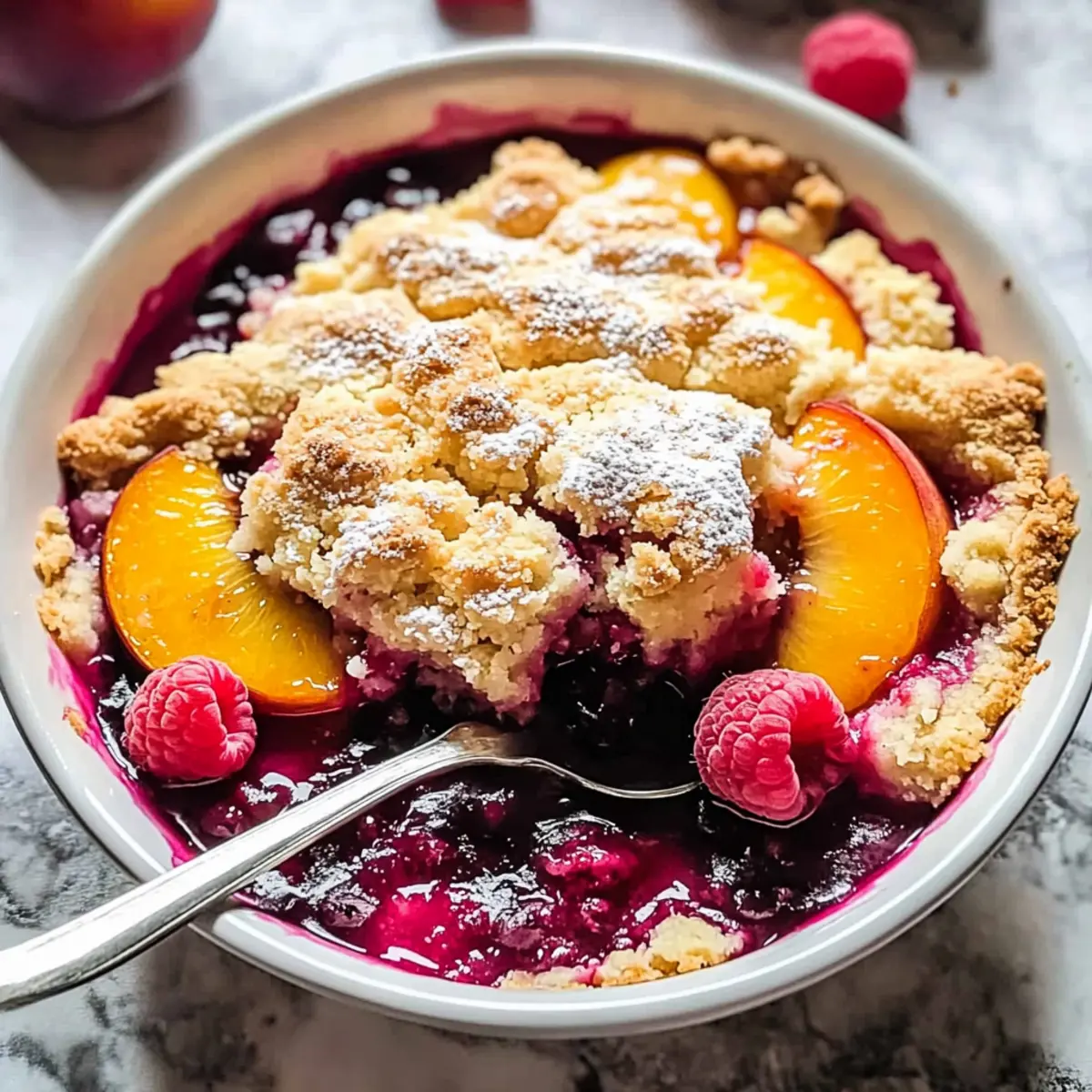 Peach and Raspberry Cobbler