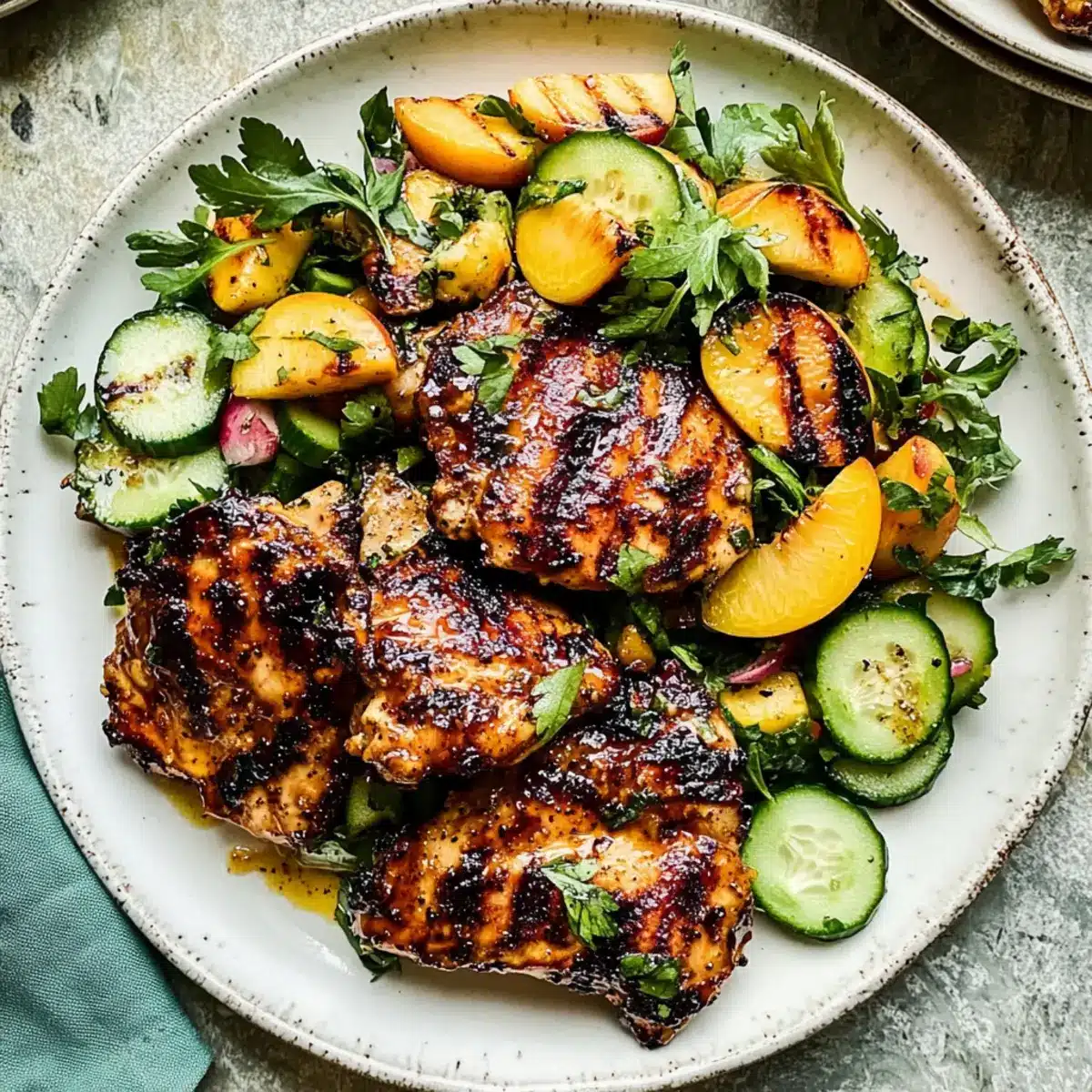 Grilled Honey Mustard Chicken with Peach Salad