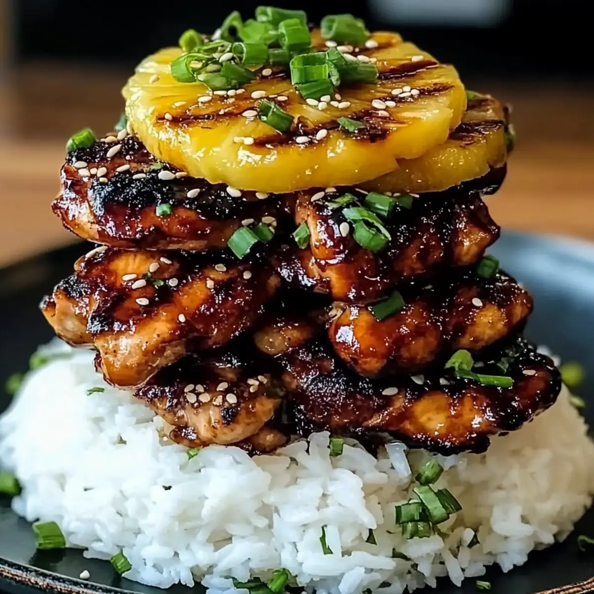 Hawaiian Huli Huli Chicken Stack