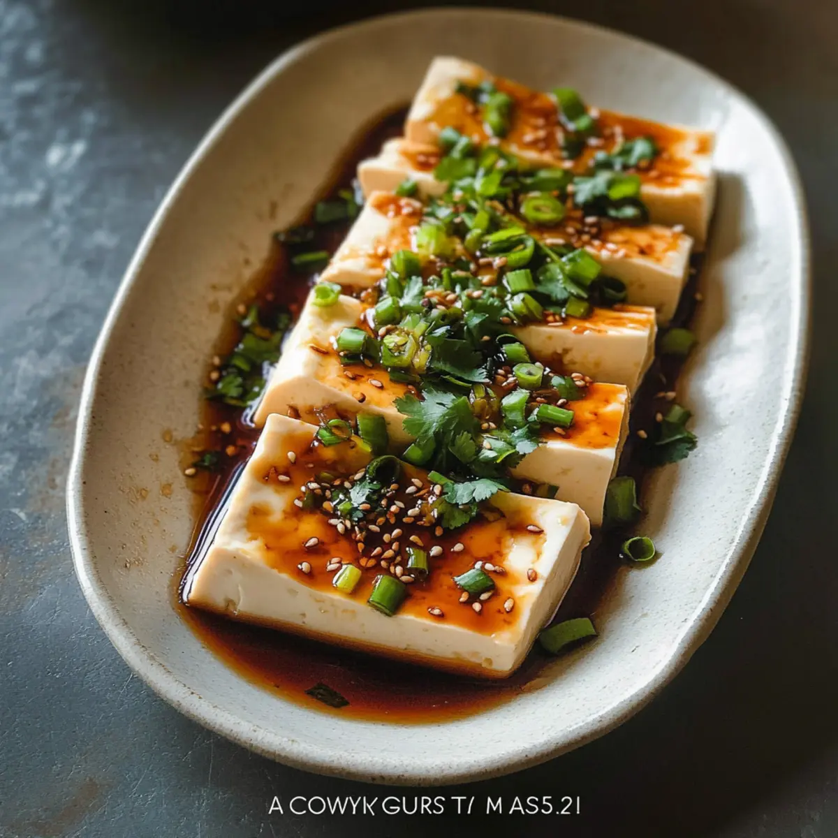 Steamed Tofu with Soy Garlic Sauce