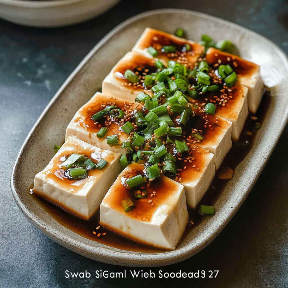 Steamed Tofu with Soy Garlic Sauce