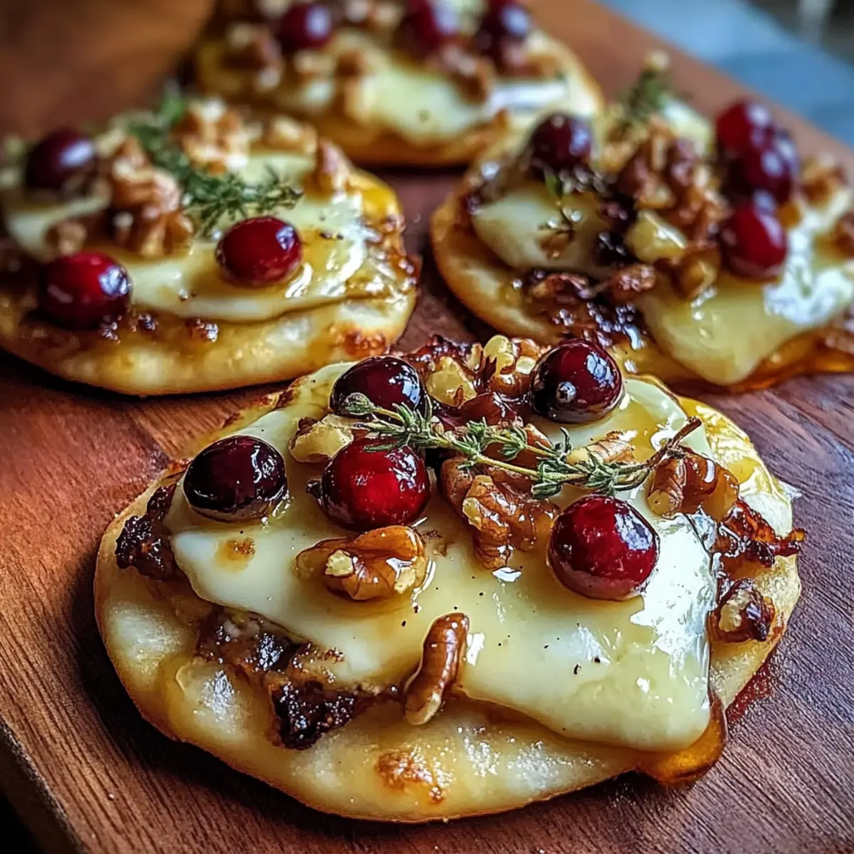 Mini Pizza with Brie, Cranberries, Walnuts, and Hot Honey