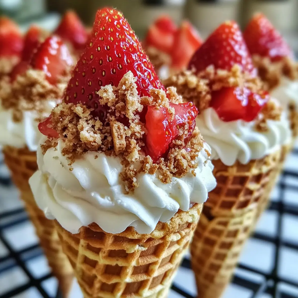 Strawberry Crunch Cheesecake Cones