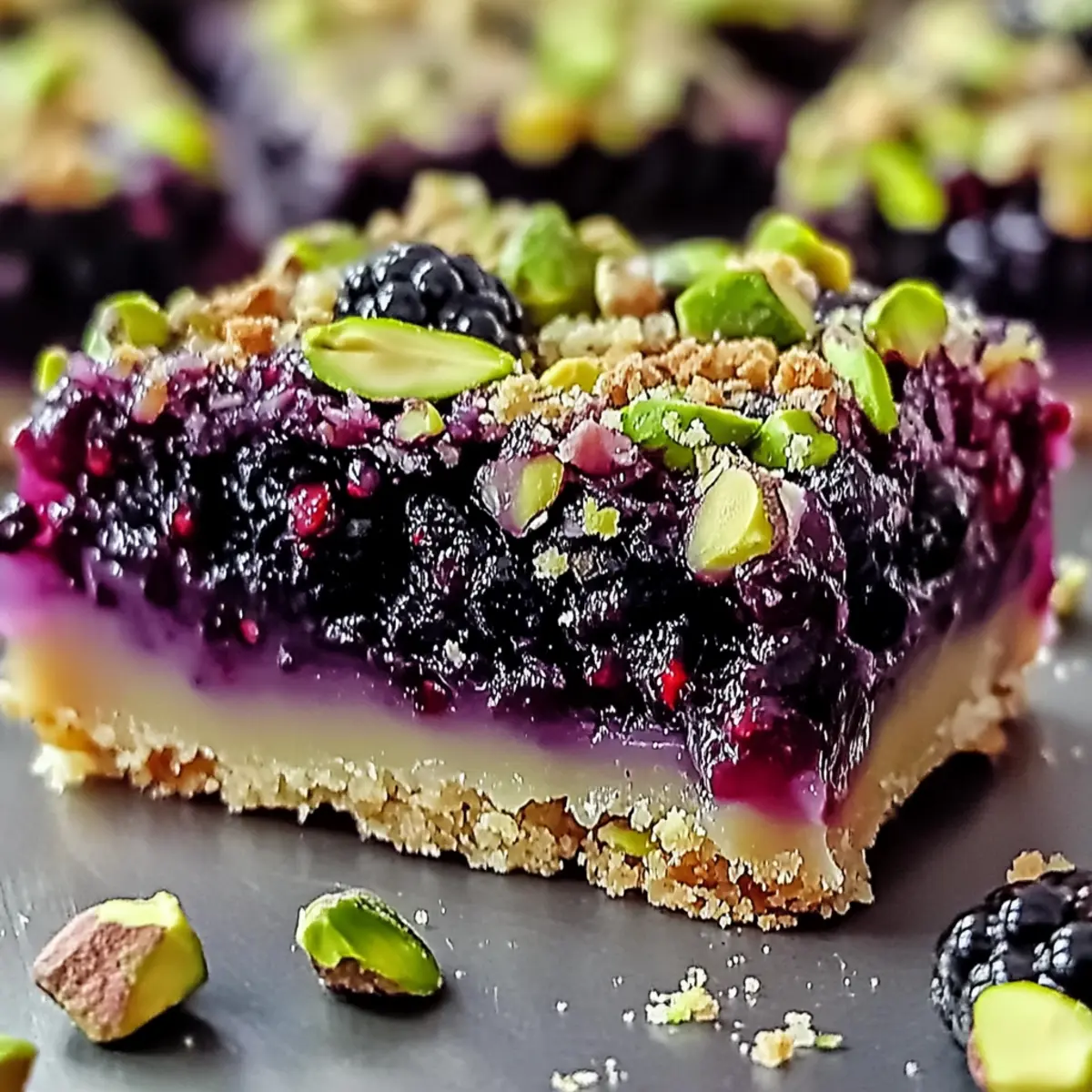 Blackberry Pistachio Dream Bars