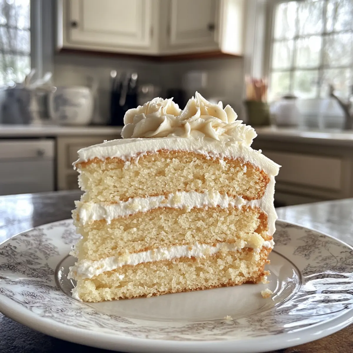 Moist White Almond Cake with Silky Buttercream Frosting